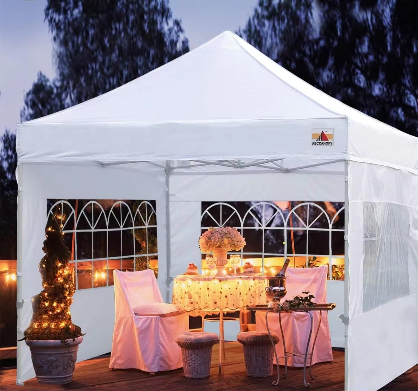 White 3x3m canopy tent + with side windows for parties in Kenya